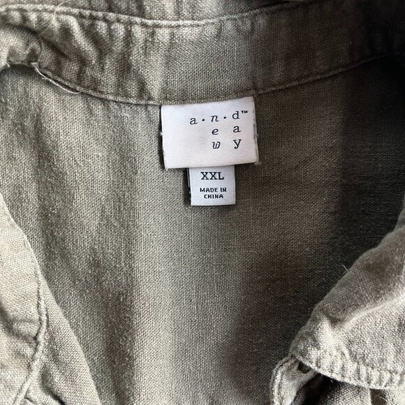 A.n.d E a W y Olive Green Utility Linen Jumpsuit - Picture 5 of 5